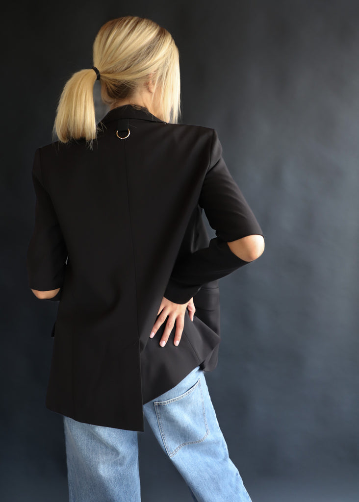 Tibi Cutout Sleeve Marlon Blazer in Black Trend  | Tula's Online Boutique