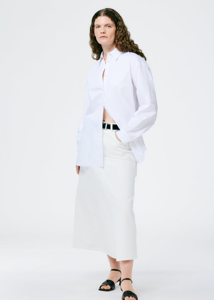 Tibi Shirting Charlie Mens Slim Shirt in White | Tula's Online Boutique