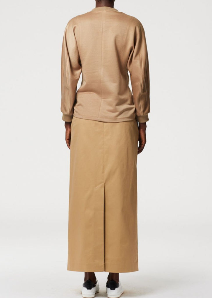Tibi Chino Maxi Skirt in Tan | Tula's Online Boutique