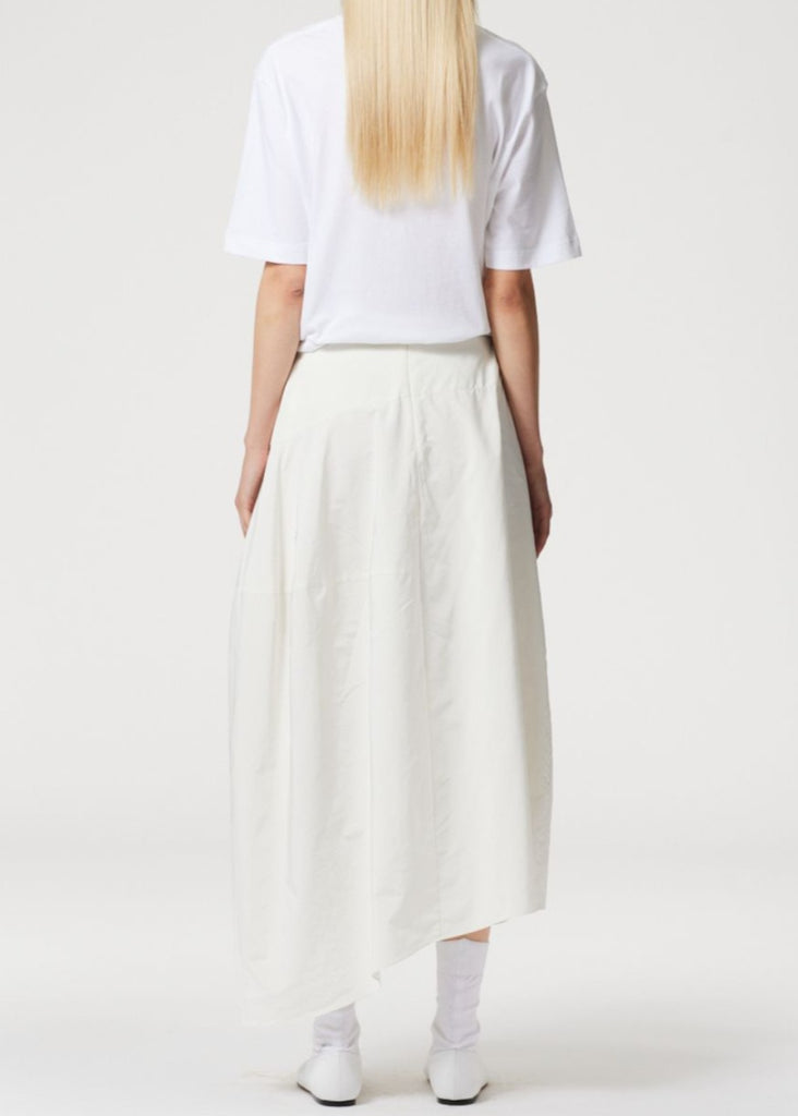 Tibi Nylon Asymmetrical Balloon Skirt in White | Tula's Online Boutique