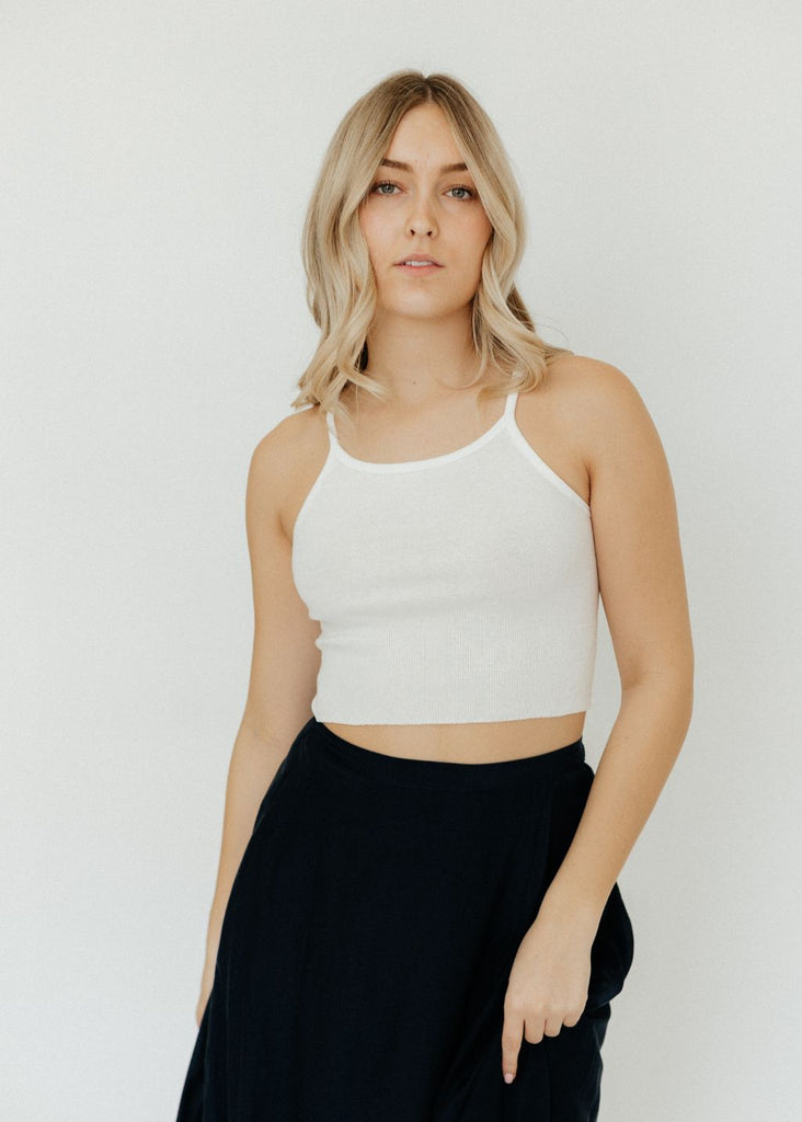 Éterne Cropped Rib Tank in Ivory | Tula's Online Butique