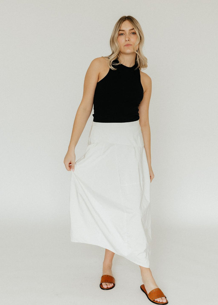 Tibi Nylon Asymmetrical Balloon Skirt in White | Tula's Online Boutiqu…