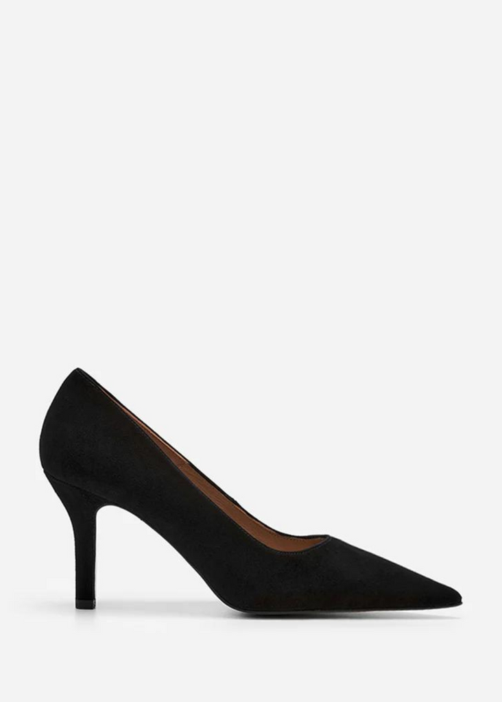 Flattered Roberta Heel in Black Suede Side 2 | Tula's Online Boutique