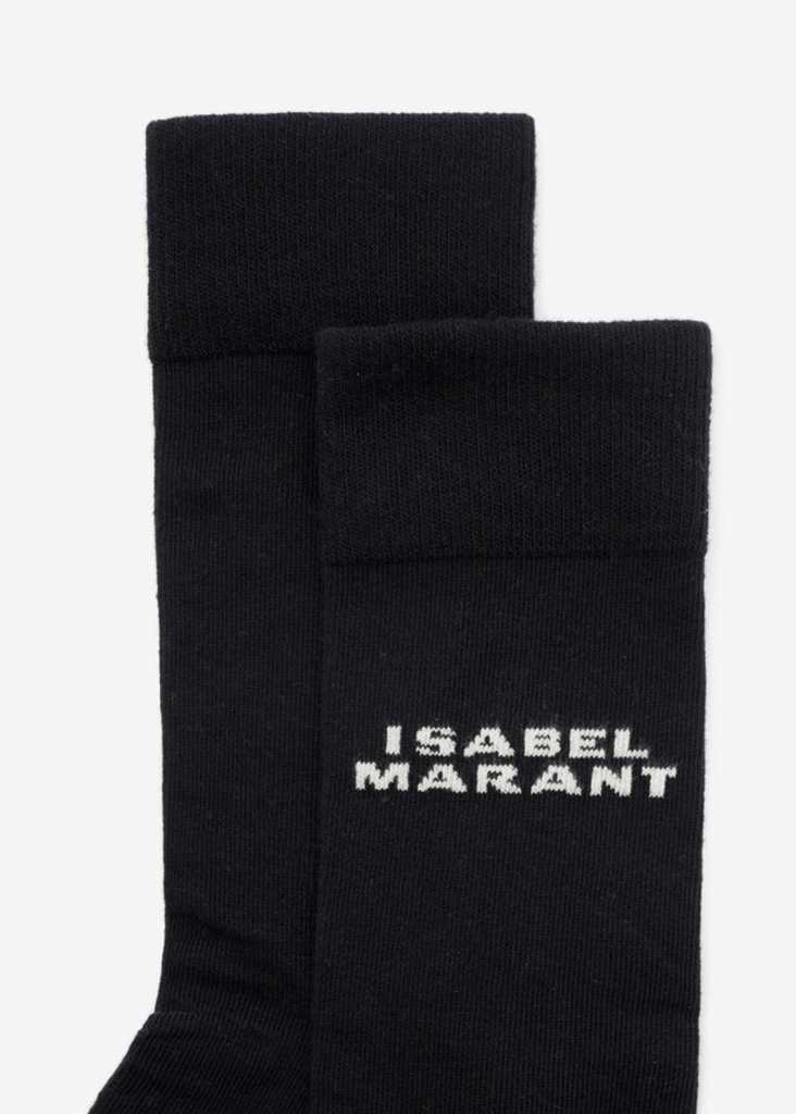 Isabel Marant Dawi Socks in Black Logo Detail | Tula's Online Boutique