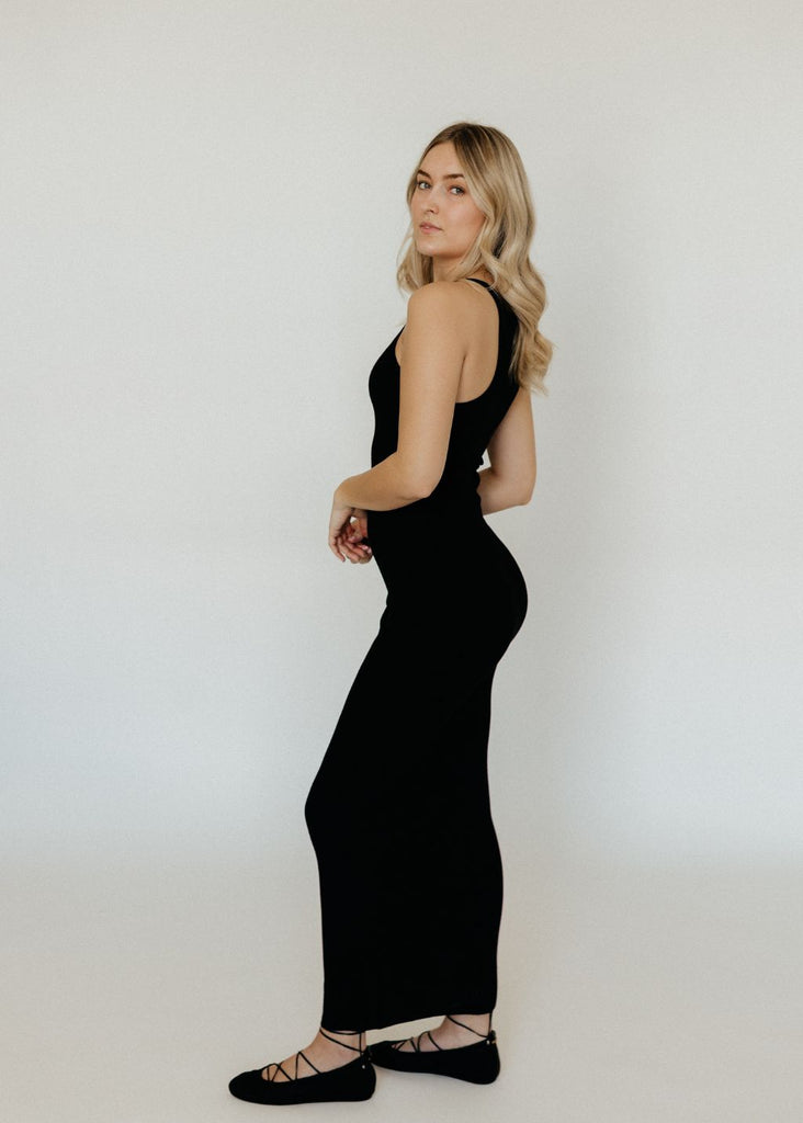 Éterne Maxi Tank Dress in Black Side | Tula's Online Boutique