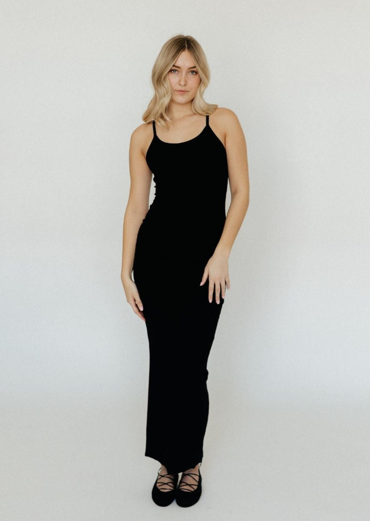 Éterne Maxi Tank Dress in Black | Tula's Online Boutique
