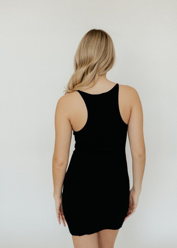 Éterne Mini Tank Dress in Black Back | Tula's Online Boutique