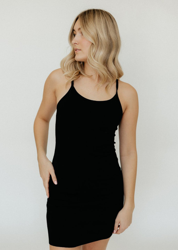 Éterne Mini Tank Dress in Black | Tula's Online Boutique
