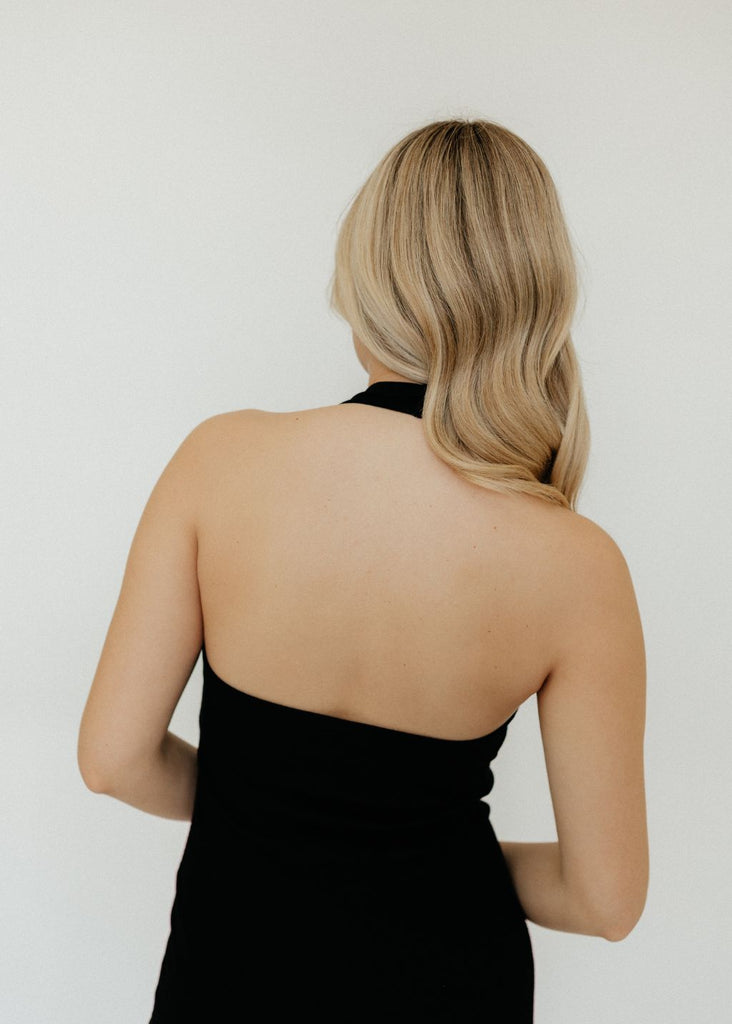 Éterne Halter Maxi Dress in Black Details  | Tula's Online Boutique