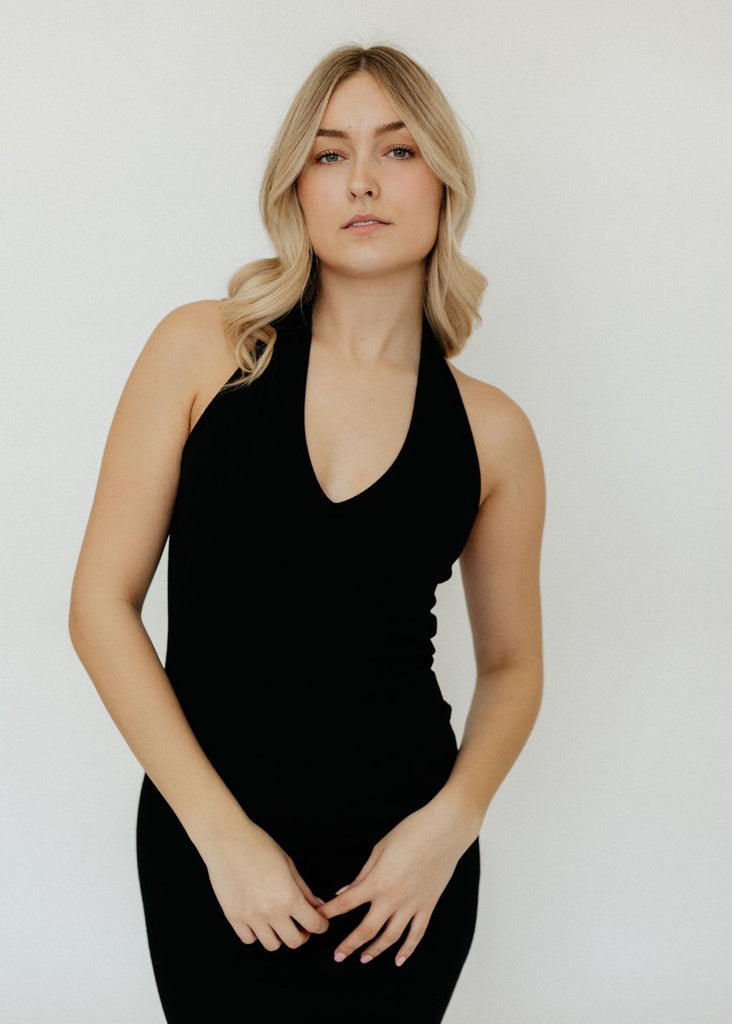 Éterne Halter Maxi Dress in Black Front | Tula's Online Boutique