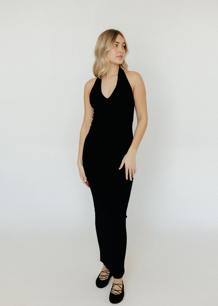 Éterne Halter Maxi Dress in Black | Tula's Online Boutique