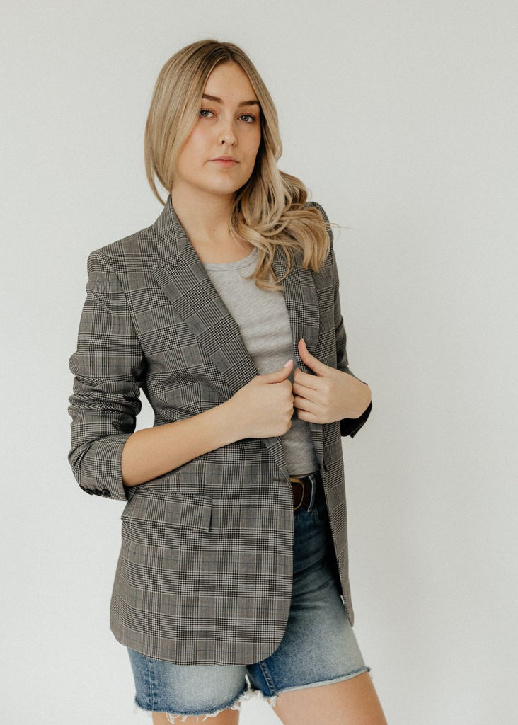 Nili Lotan Diane Blazer in Uniform Check side 2| Tula's Online Boutique