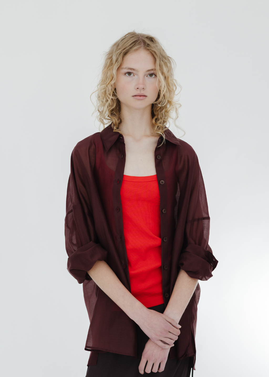 Tibi Summer Voile Oversized Shirt in Russet Brown | Shop Tula