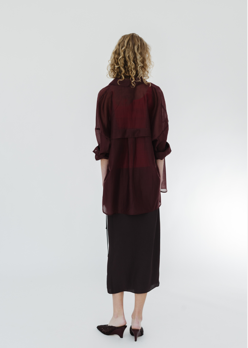 Tibi Summer Voile Oversized Shirt in Russet Brown | Shop Tula