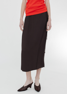 Tibi Summer Slip Wrap Skirt in Chocolate Brown | Shop Tula