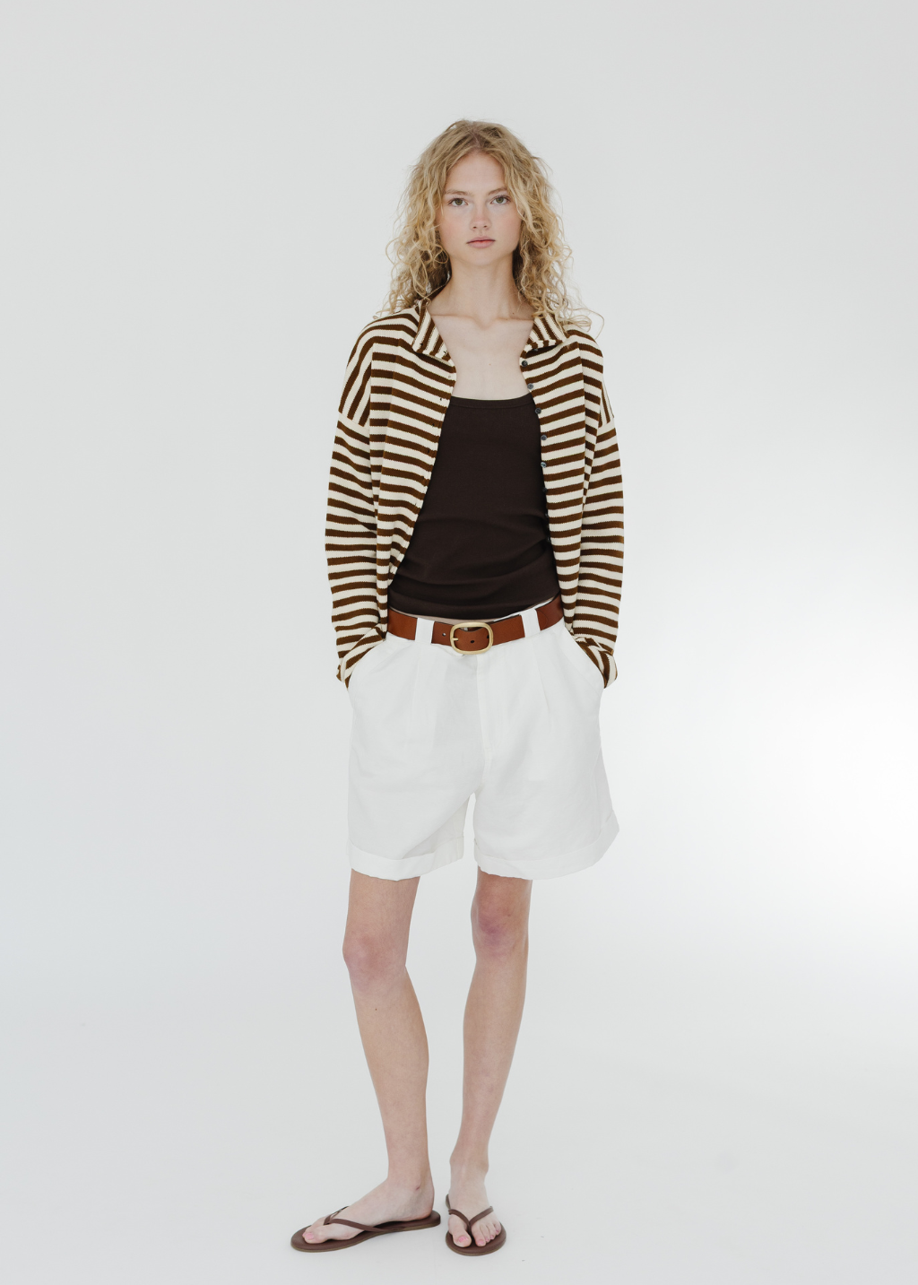 Alex Mill Taylor Striped Cardigan in Ivory/Brown | Shop Tula