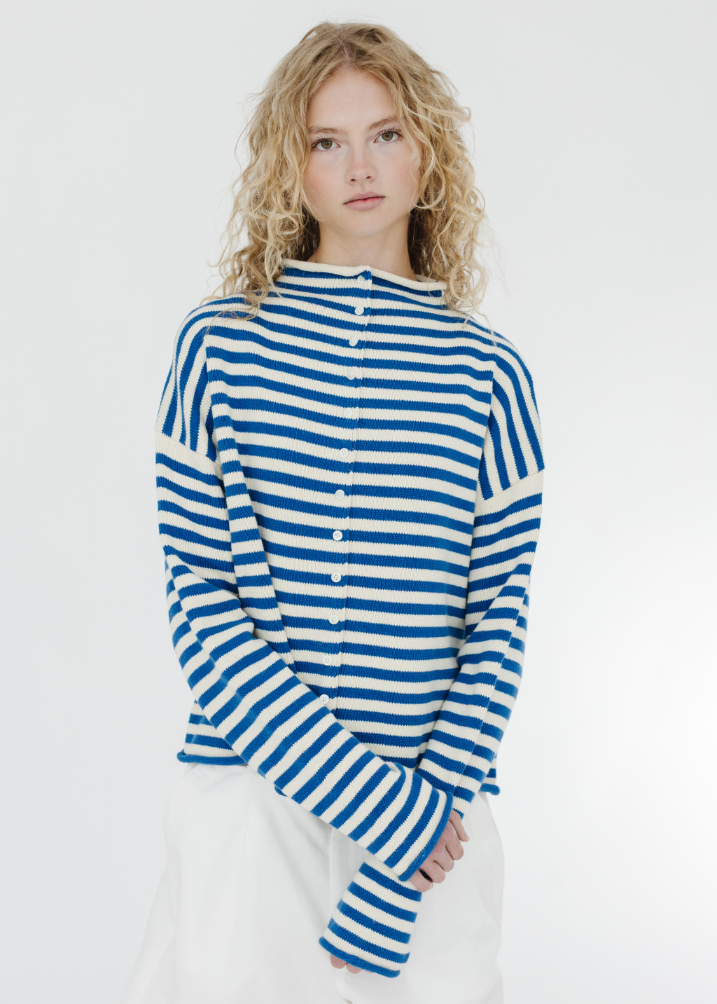 Alex Mill Taylor Striped Cardigan in Ivory/Blue | Shop Tula