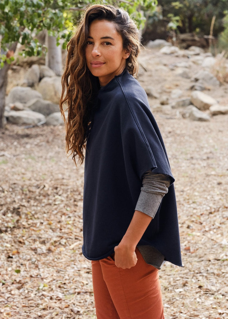 Frank & Eileen Audrey Funnel Neck Capelet in Navy | Tula's Online Boutique