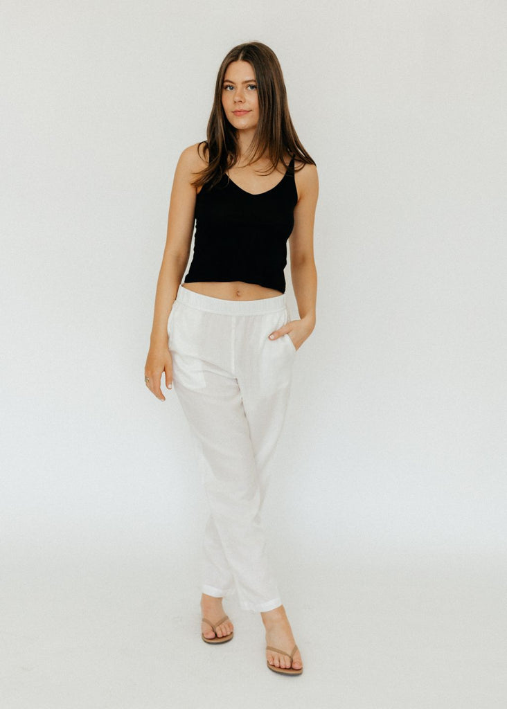 Raquel Allegra Fez Pant in Washed White Front View | Tula's Online Boutique