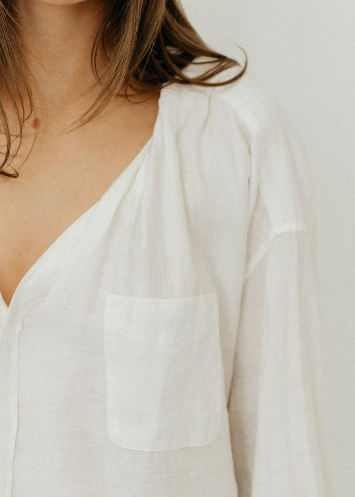 R13 Twisted Neck Shirt in White Details | Tula's Online Bouique