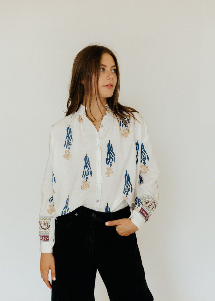 Alix of Bohemia Kiki Brown Dahlia Shirt | Tula's Online Boutique