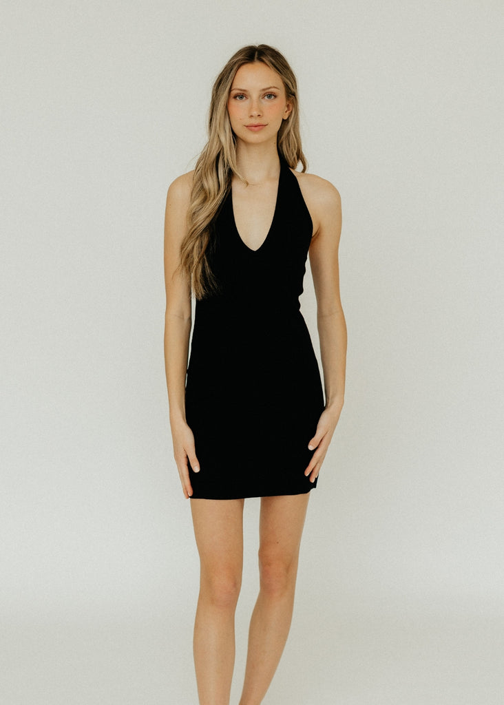 Éterne Halter Mini Dress in Black | Tula's Online Boutique