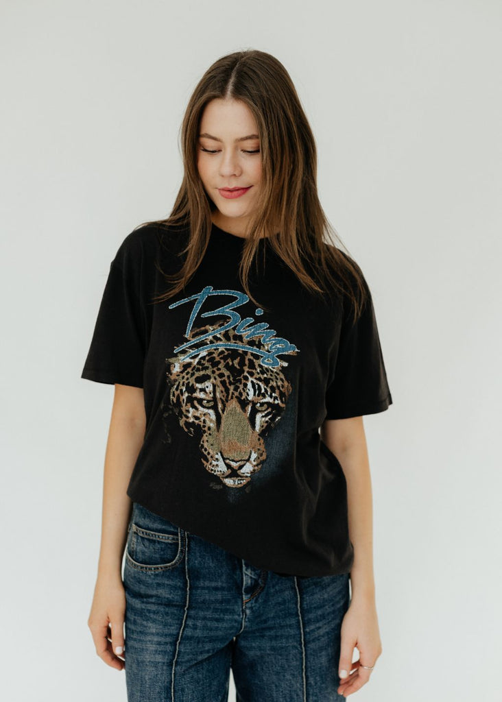 Anine Bing Walker Leopard Tee Front  | Tula's Designer Boutique