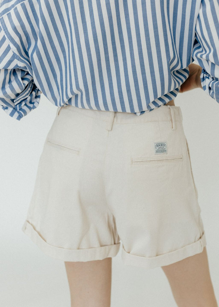 Denimist Blair Double Pleated Short in Natural | Tula's Online Boutique