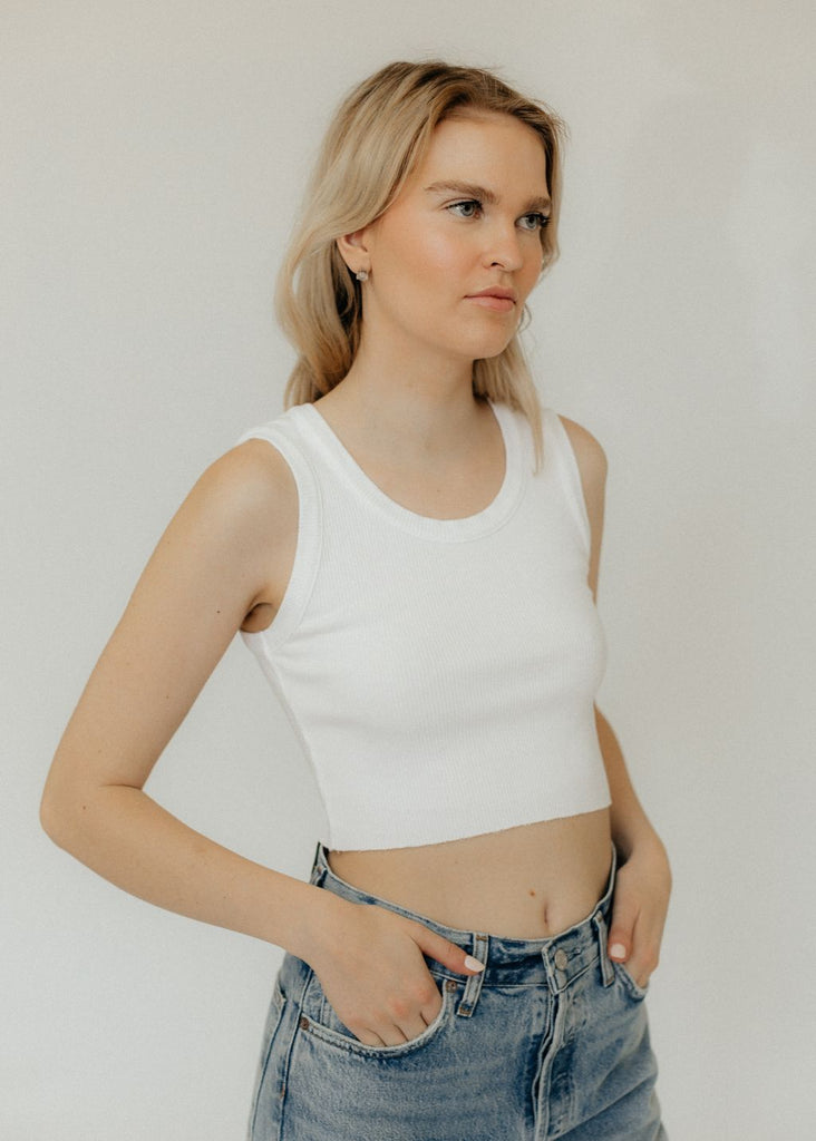 AGOLDE Cropped Poppy Tank in White | Tula's Online Boutique