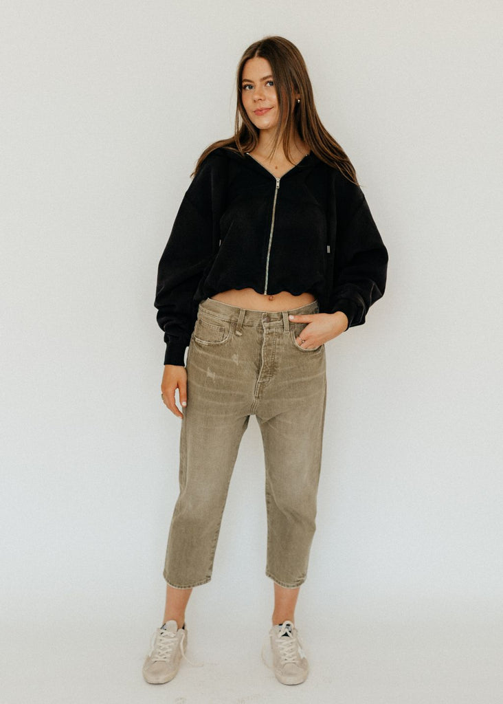 R13 Tailored Drop Jean in Moss Green Front | Tula's Online Boutique