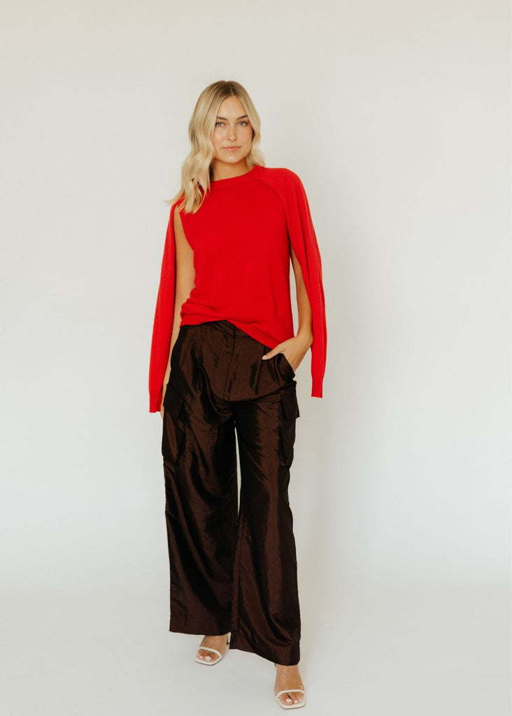Tibi Crispy Stella Cargo Pants in Dark Brown | Tula's Online Boutique