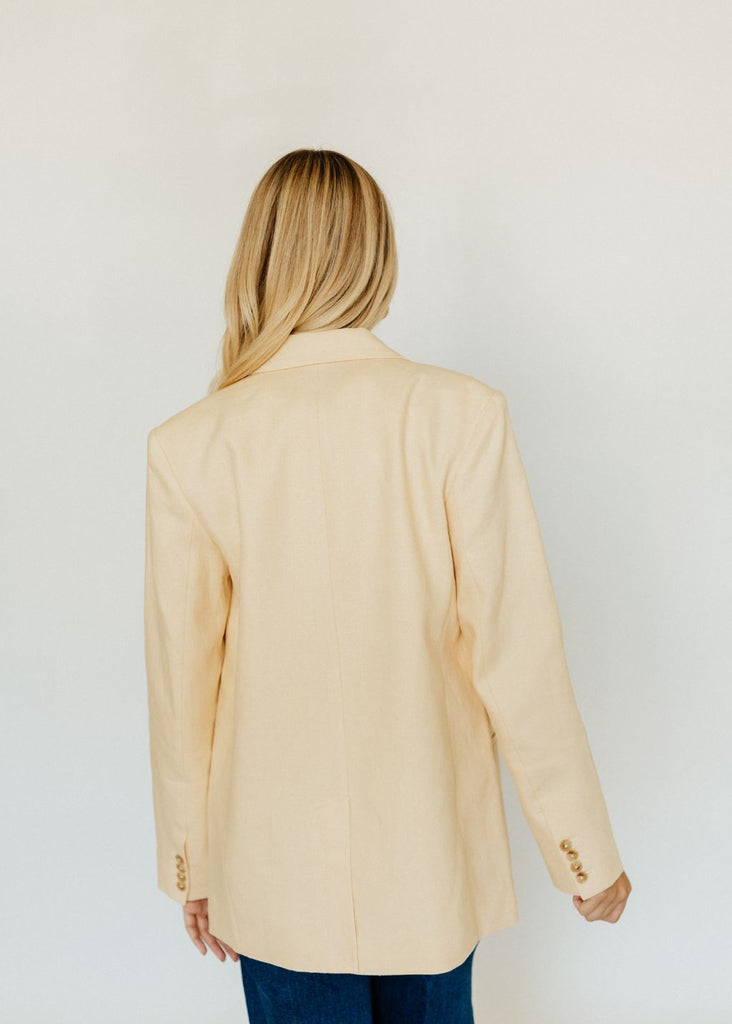 Anine Bing Kaia Blazer in Light Yellow Back View | Tula's Online Boutique