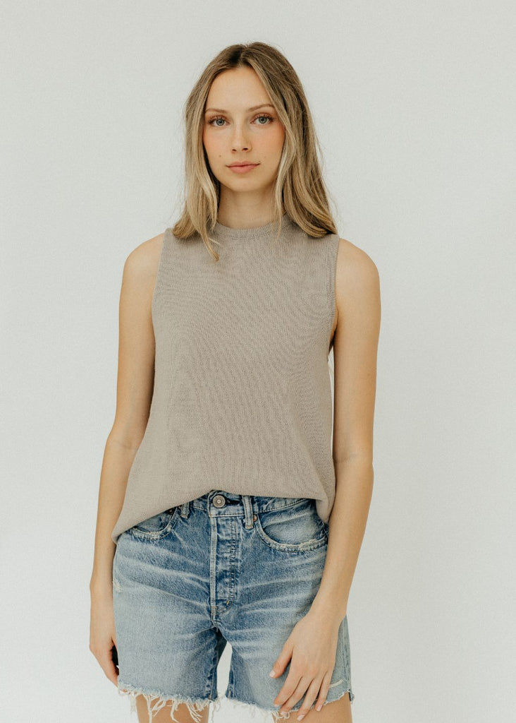 Tibi Cotton Criss Cross Sleeveless Sweater | Tula's Online Boutique