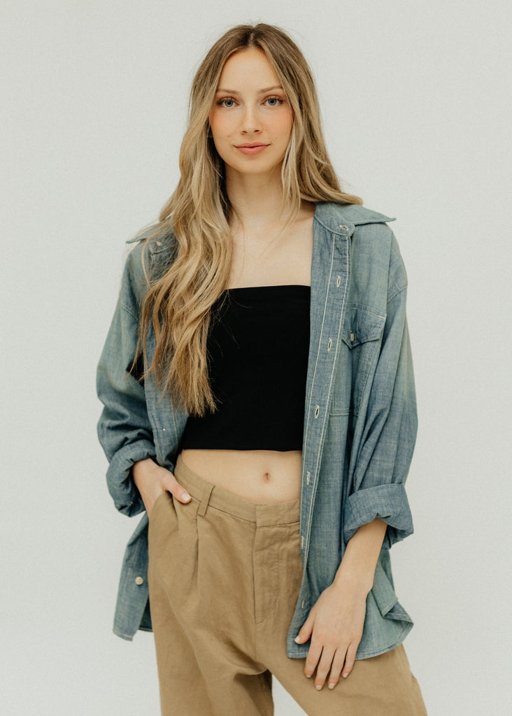 RE/DONE Chambray Oversized Shirt | Tula's Online Boutique