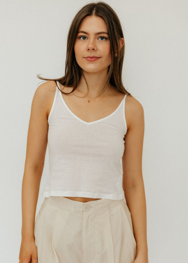 RE/DONE Sheer Spaghetti Strap Tank in White | Tula's Online Boutique