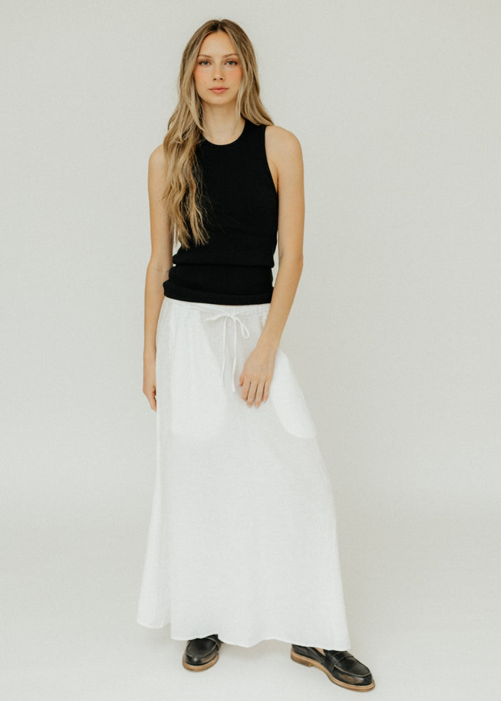Velvet Bailey Linen Skirt in White | Tula's Online Boutique