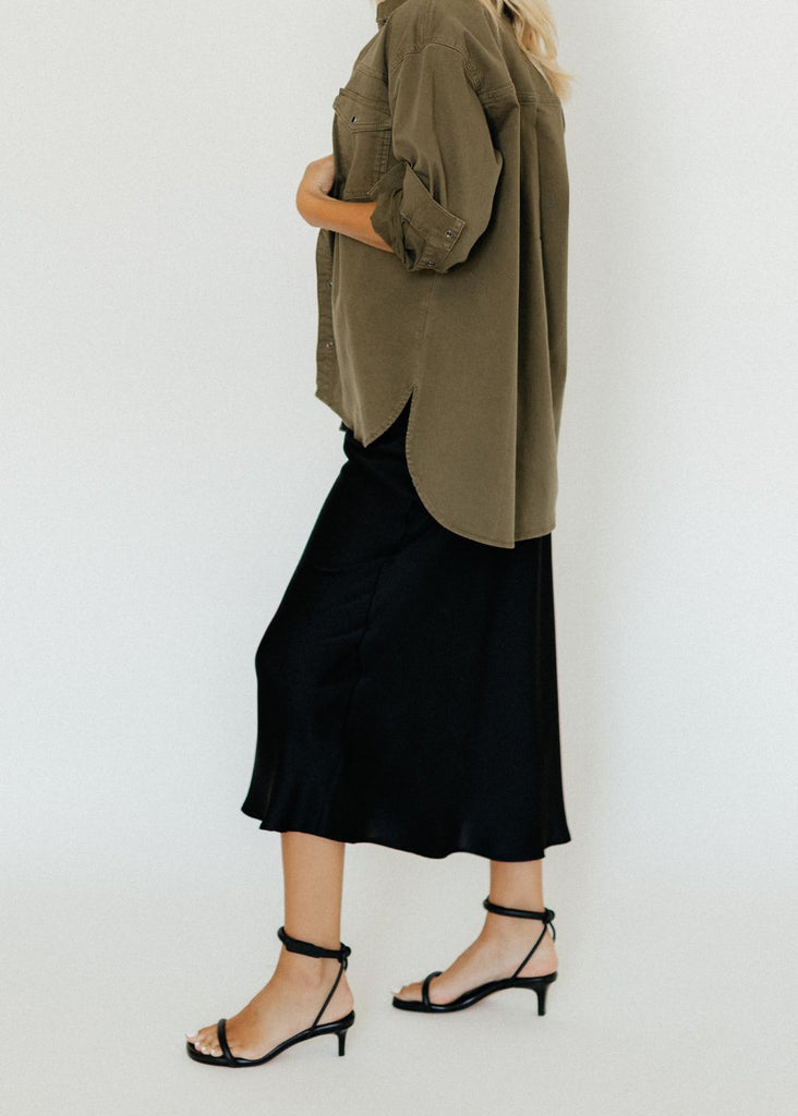 Anine Bing Bar Silk Skirt Side | Tula Designer Boutique