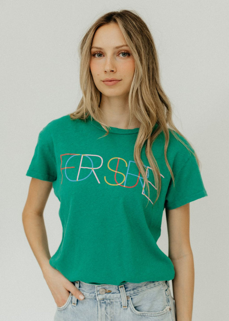 MOTHER The Sinful Tee in Golf Green For Sure | Tula's Online Boutique
