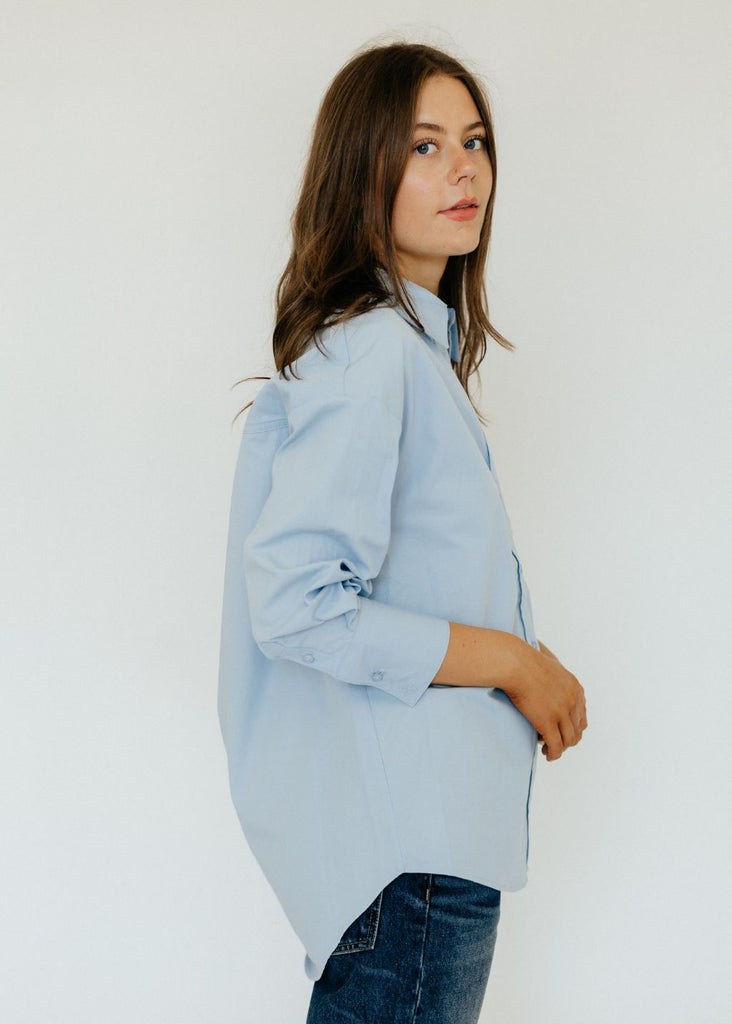 Anine Bing Mika Shirt in Blue Side | Tula Designer Boutique