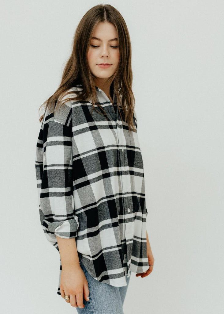 Frank & Eileen Shirley Oversized Shirt in B&W Side | Tula's Online Boutique
