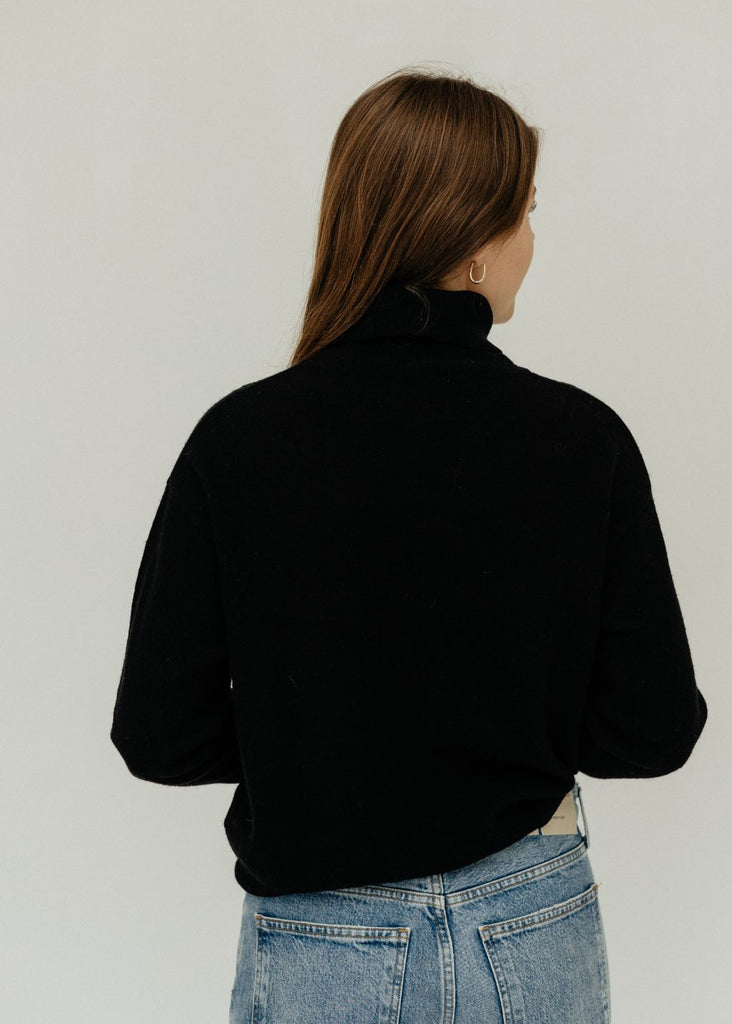 CRUSH Malibu Roll Neck Sweater in Black Back | Tula's Online Boutique