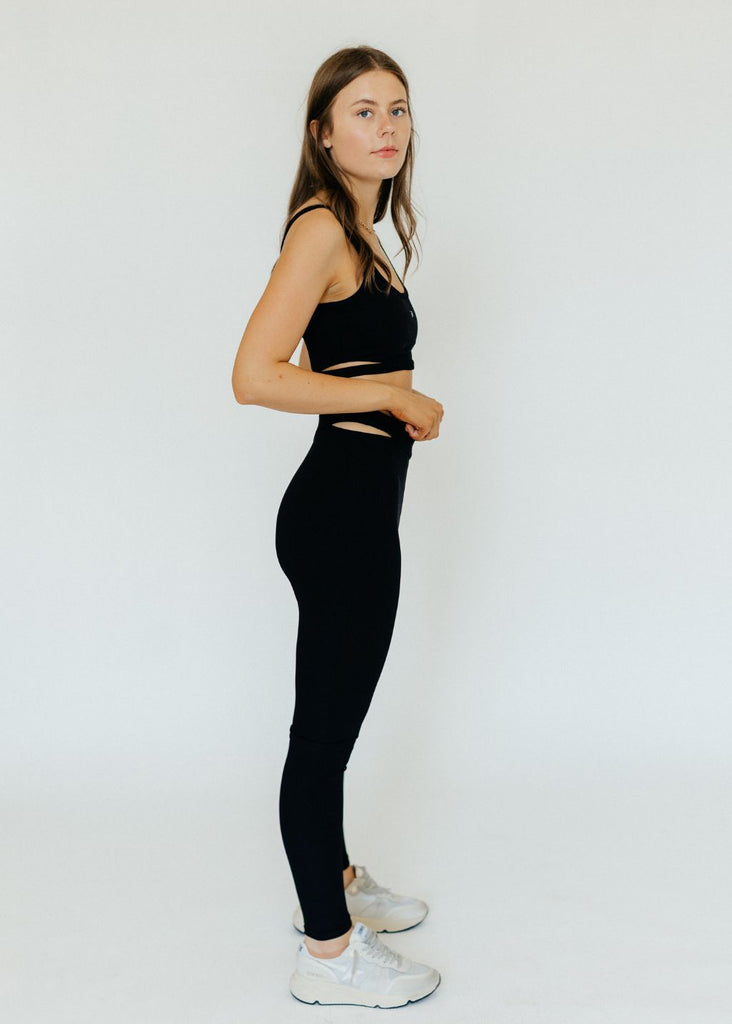 Anine Bing Aimee Leggings in Black Side | Tula's Online Boutique