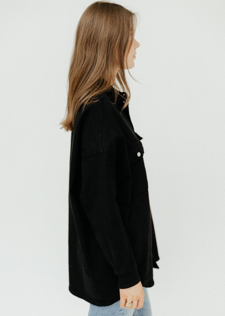 Frank & Eileen Mcloghlin Utility Shirt in Blk Side| Tula's Online Boutique