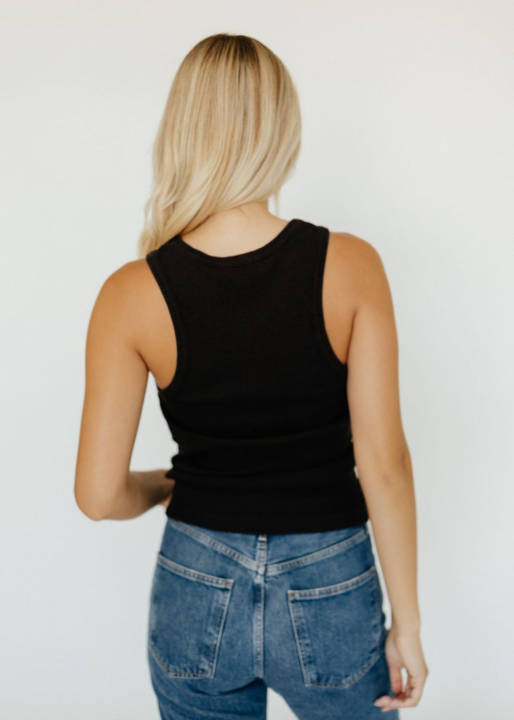 AGOLDE Poppy Tank Top in Black Back View | Tula's Online Boutique