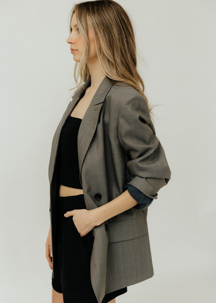 Tibi Grant Suiting DB Blazer in Grey Side | Tula's Online Boutique