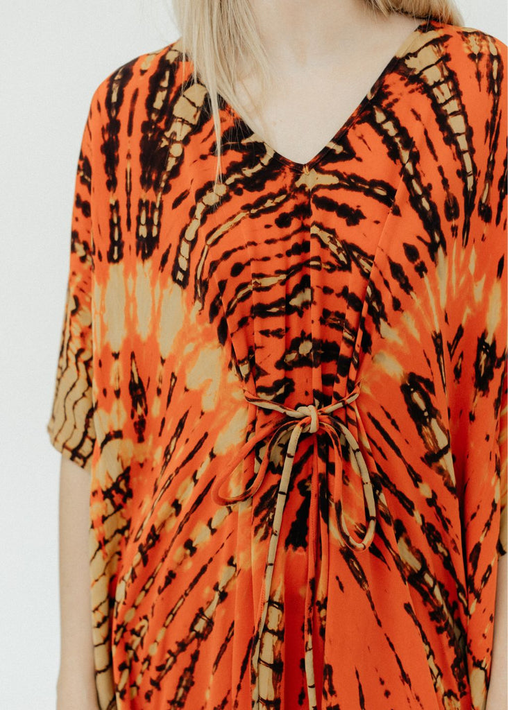 Raquel Allegra Kigali Silk Caftan Front Detail | Tula's Online Boutique