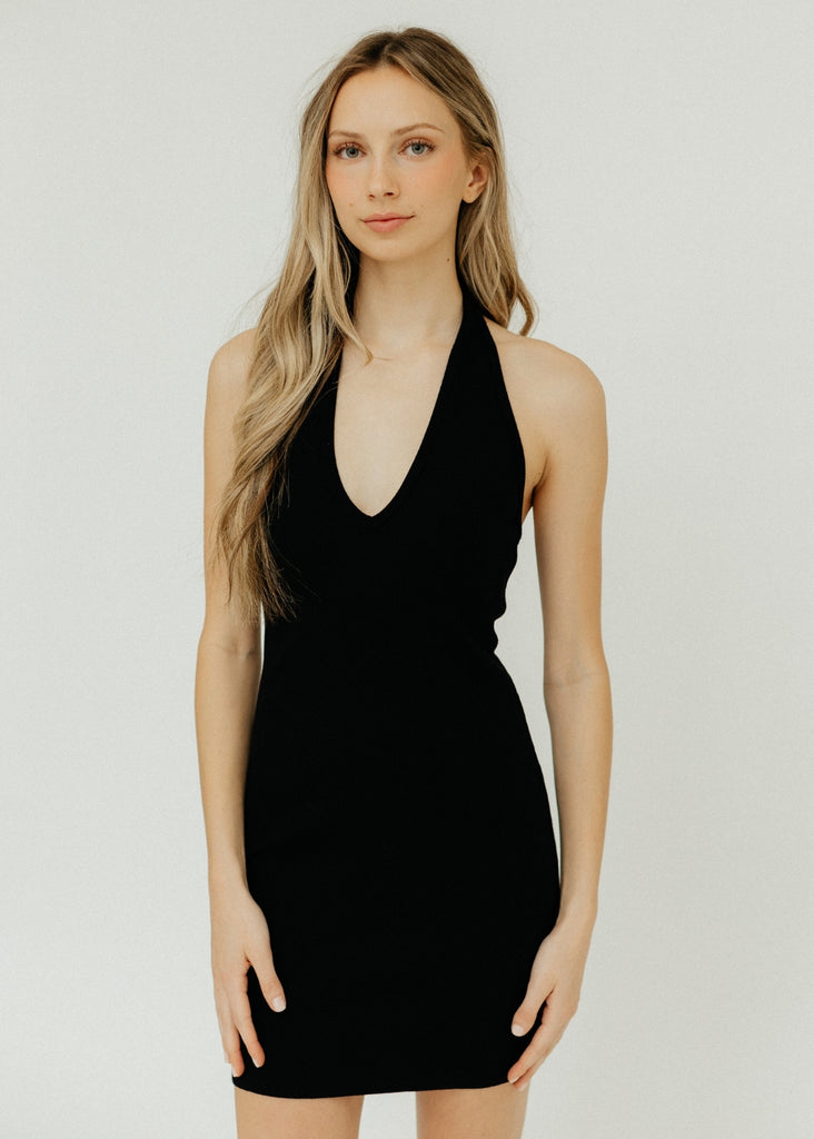 Éterne Halter Mini Dress in Black Front | Tula's Online Boutique