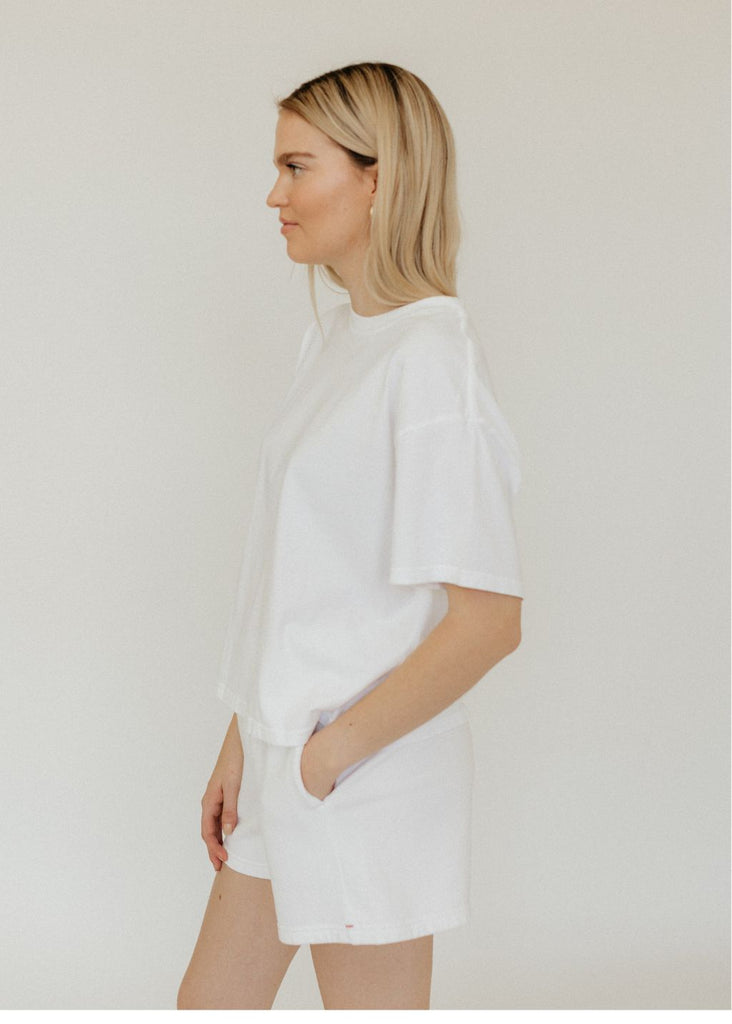 Xírena Palmer Tee in White Side View | Tula's Online Boutique