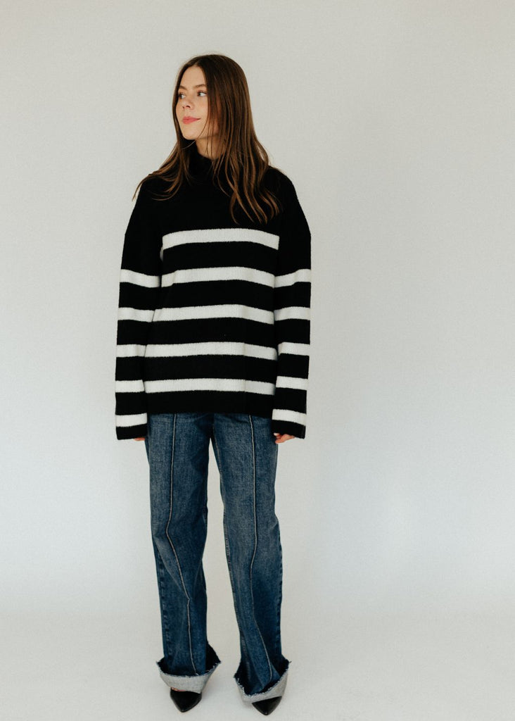 Velvet Encino Sweater in Black/Milk | Tula's Online Boutique