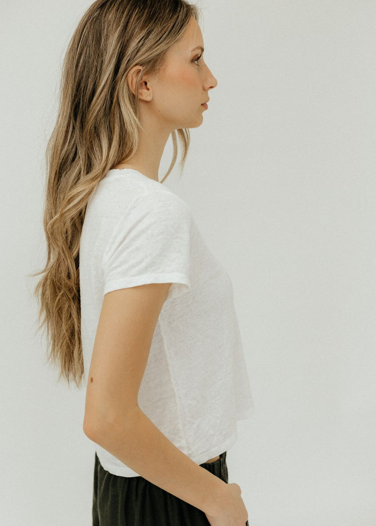Velvet Amber Tee Side in White | Tula's Online Boutique